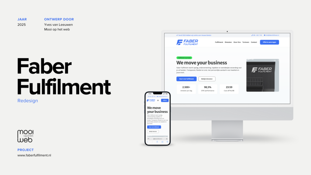 Porfolio Mooi op het web Website Faber Fulfilment